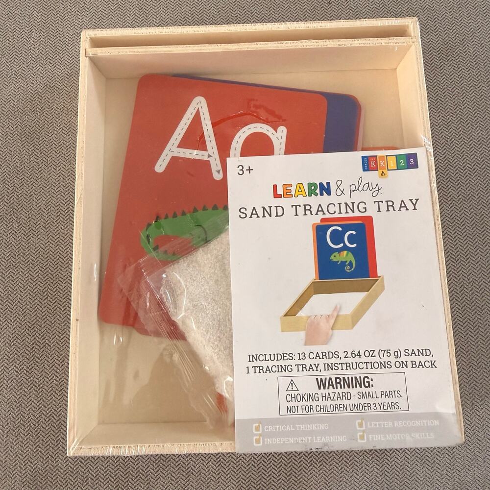 Horizon Group Sand Tracing Tray 15pc Alphabet Learning Toy Montessori New